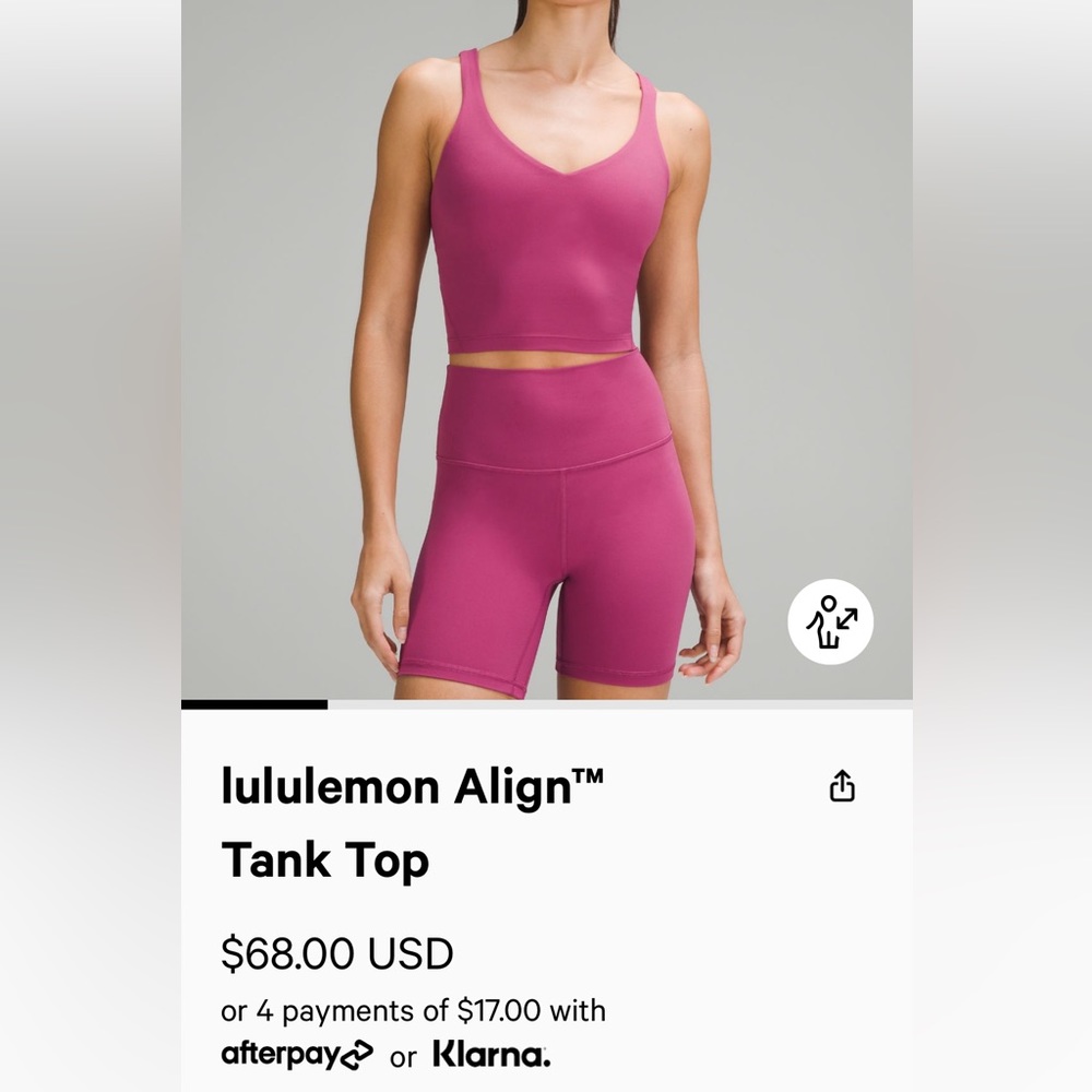 Hot pink size 2 Lululemon align tank